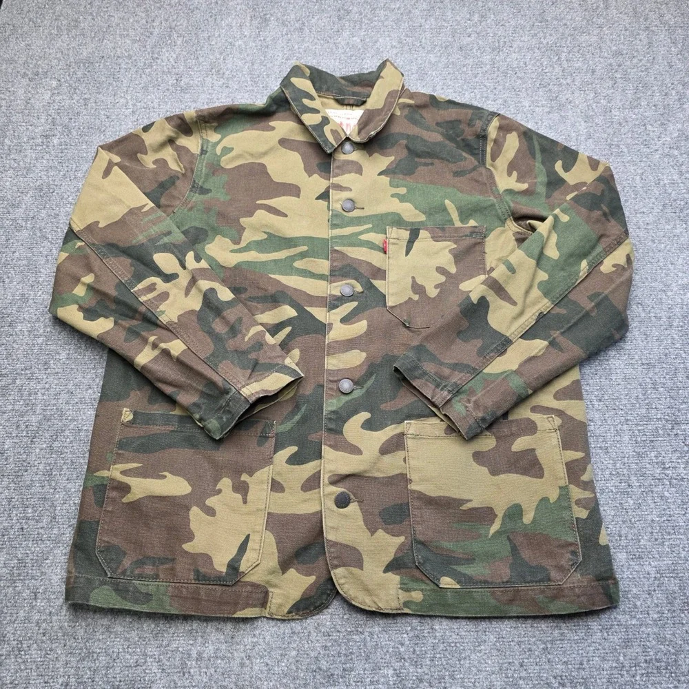 Levi's Camo Chore Coat Mens XL Green Camouflage Canvas Work Utility Field Jacket - Picture 3 of 9
